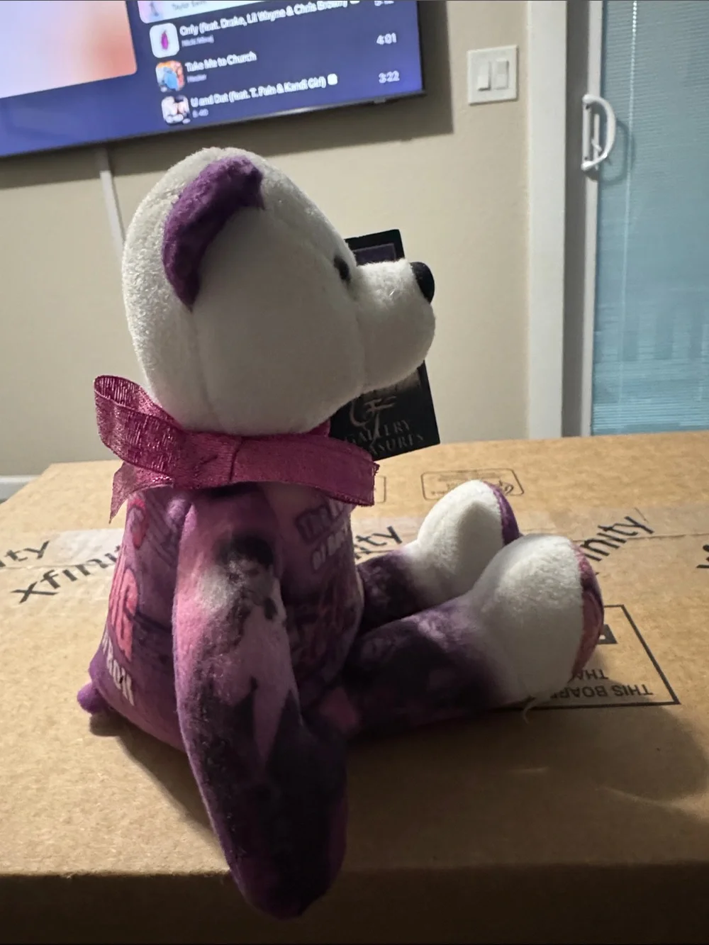 Purple & White Elvis Presley Collectible Bear